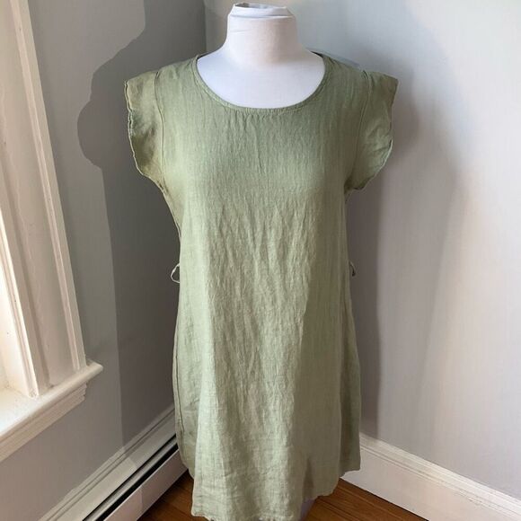 Terzo Millennio shift Dress with Flutter Cap Sleeves, L. Sage Linen! - Picture 5 of 11